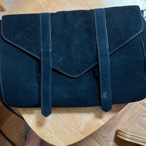 Violetta  Heavy black Suede Messenger Bag